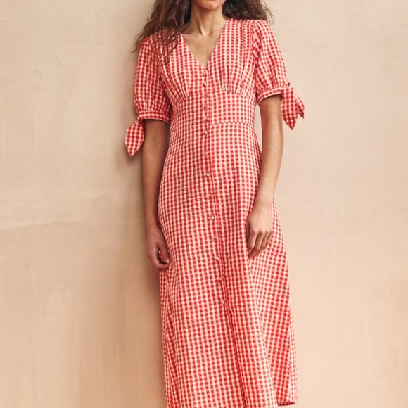 Marks&Spencer Pure Cotton V-Neck MidiTea-Dress - Picture 1 of 7